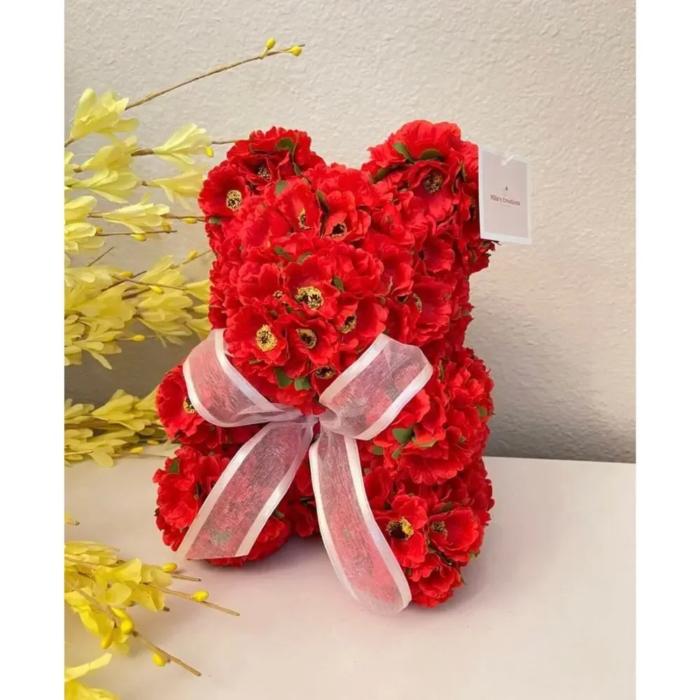 Handmade Red Poppy Bear For Any Occasion